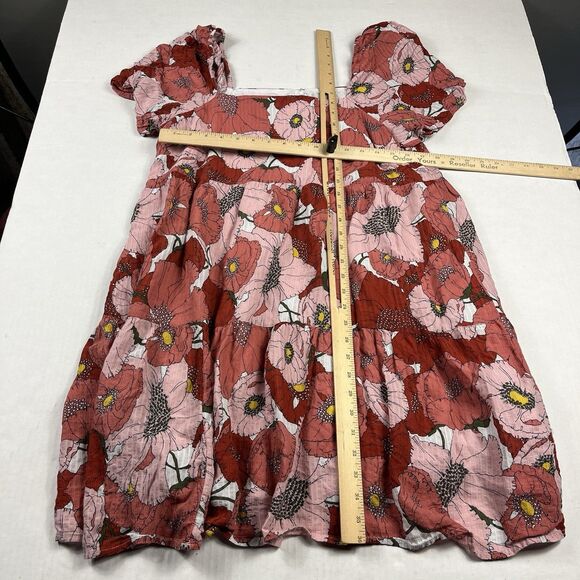 LOFT Babydoll Peasant Dress Floral Puff Sleeve Casual Cottagecore Pullover 12 - Picture 4 of 12